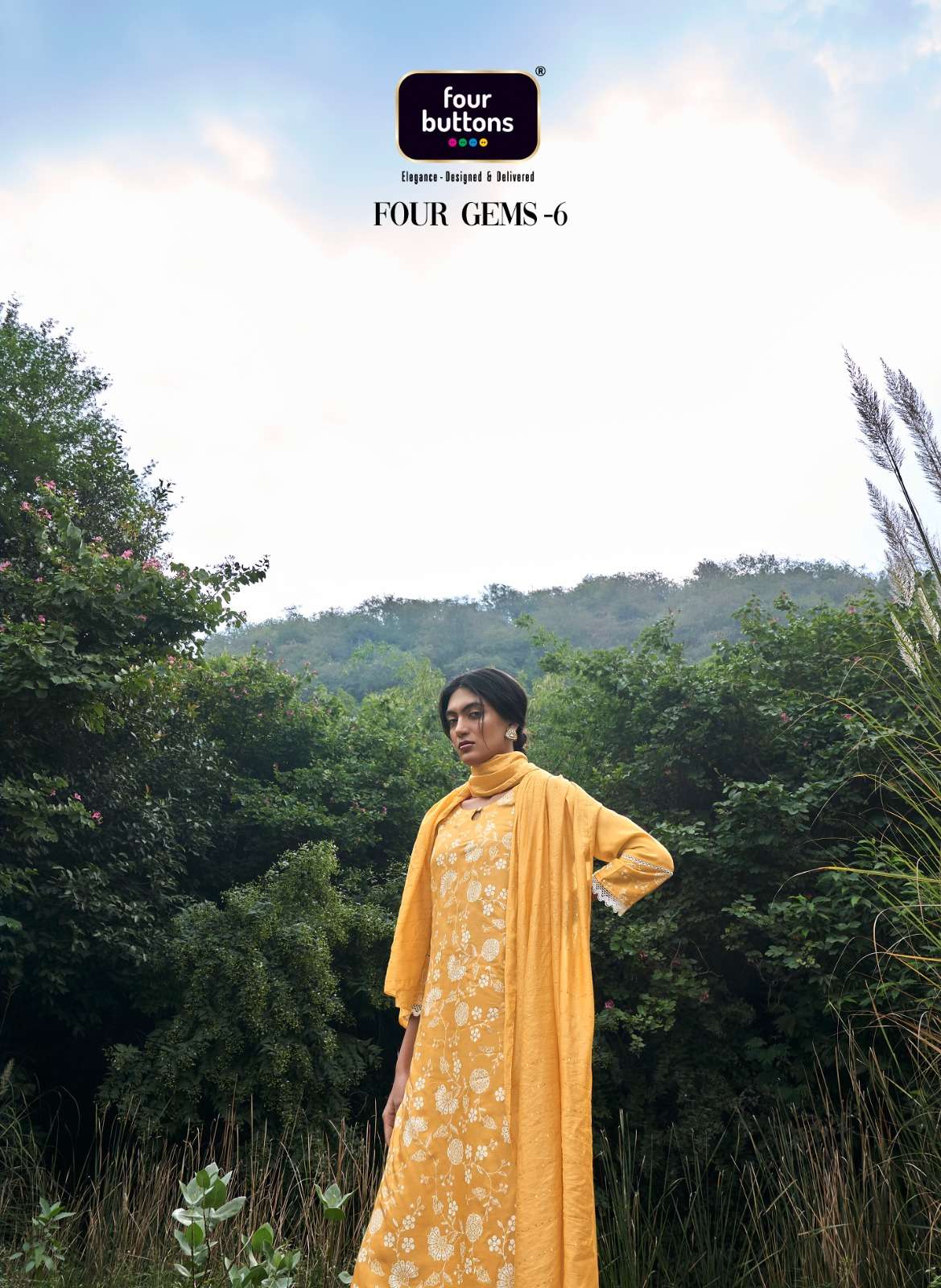 four gems vol-6 by four buttons viscose silk designer kurtis catalogue online dealer surat 