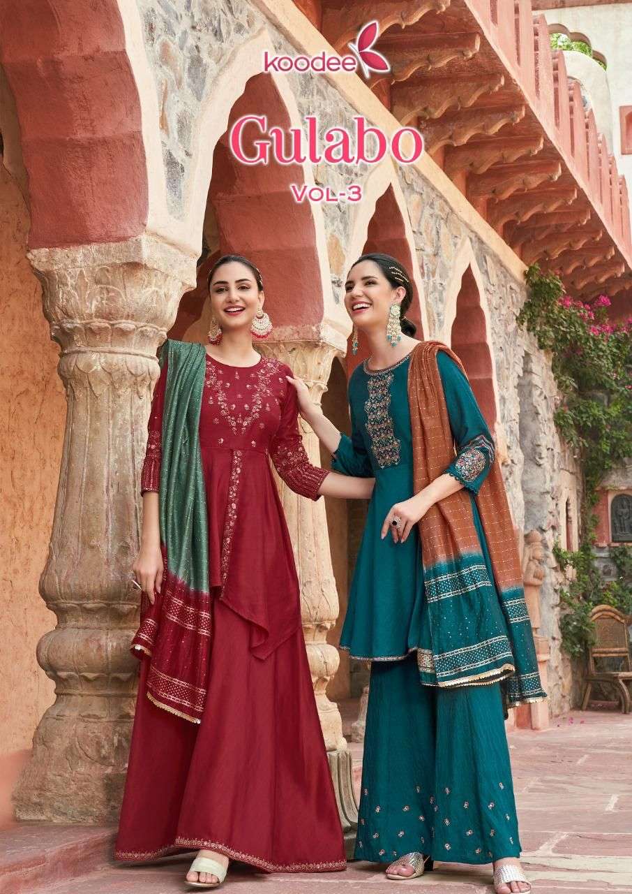 gulabo vol-3 by koodee fancy designer top bottom and dupatta new catalogue 
