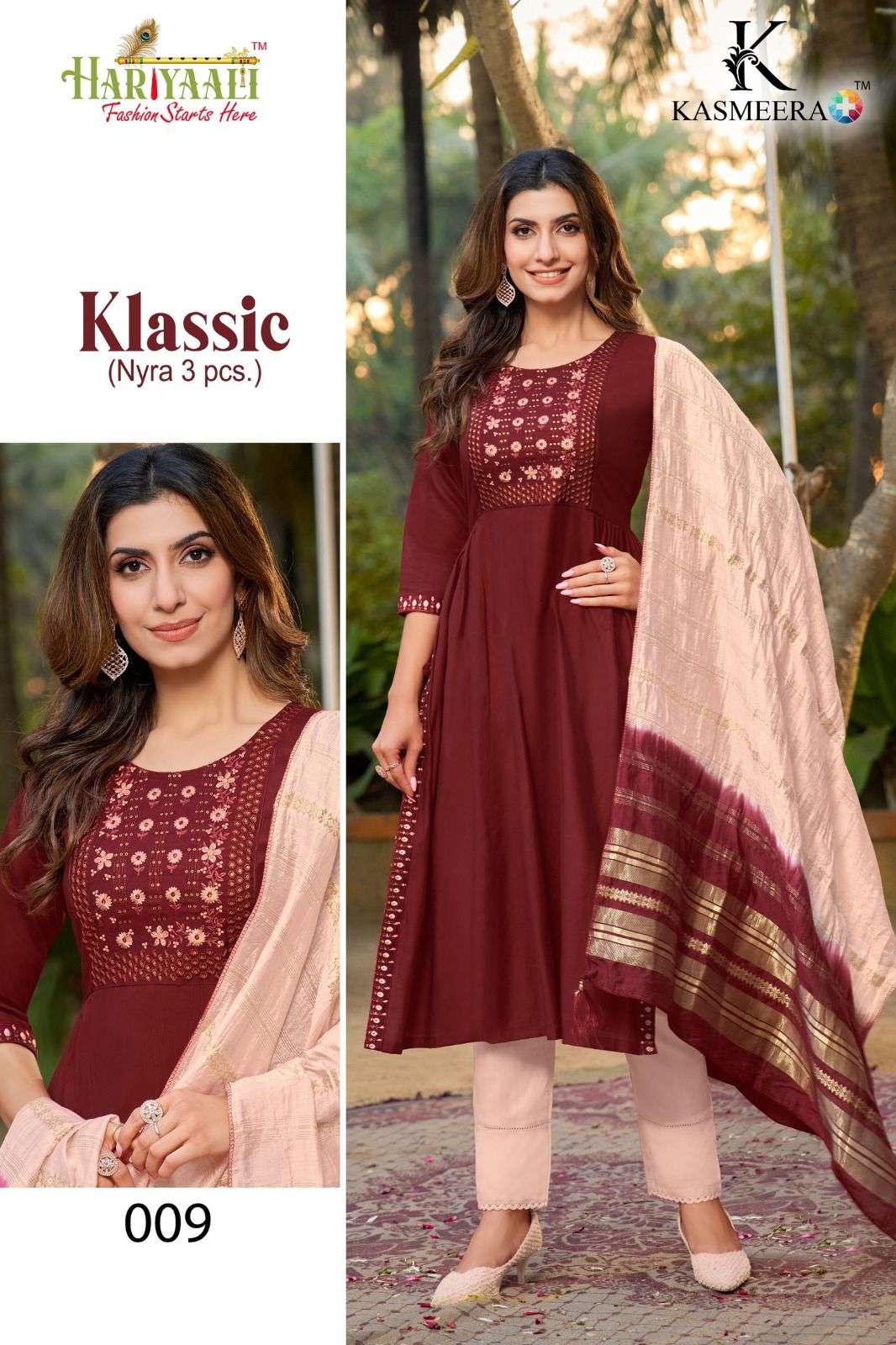 klassic by kasmeera top with bottom and dupatta catalogue online dealer surat 