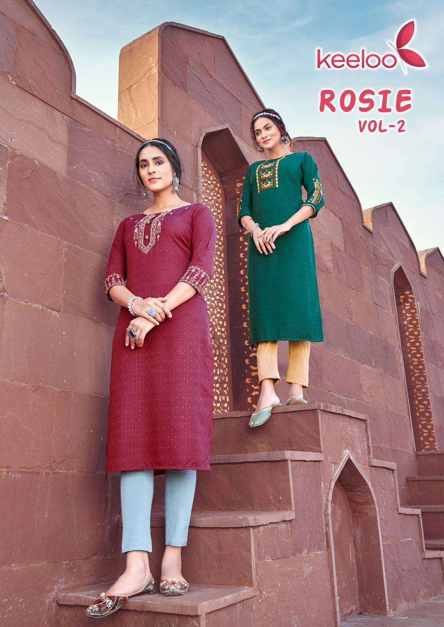 rosie vol-2 by keeloo viscose dobby kurtis catalogue wholesale price surat 