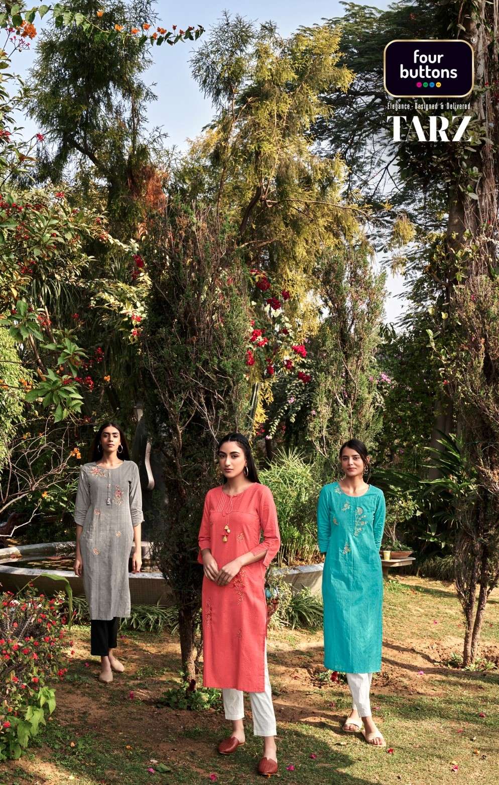 four buttons by tarz fb3121-fb-3126 series exclusive casual wear cotton kurti wholesale dealer surat 