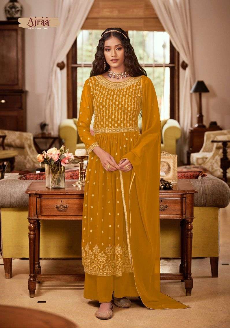 hiva vol-5 by ajraa real georgette designer party wear dress latest catalogue 