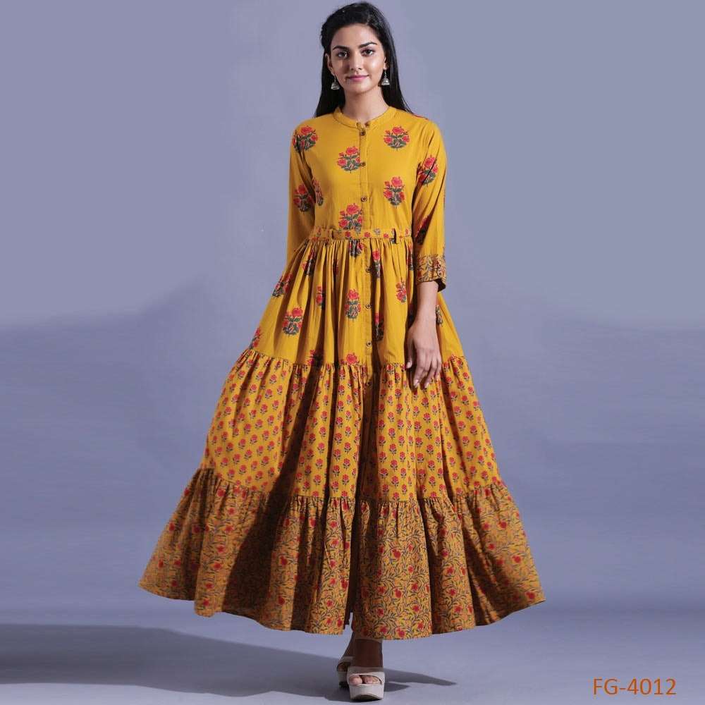 Girls Wine Printed Ethnic Wear Fancy Long Gown With Attached Dupatta s –  Half Ticket