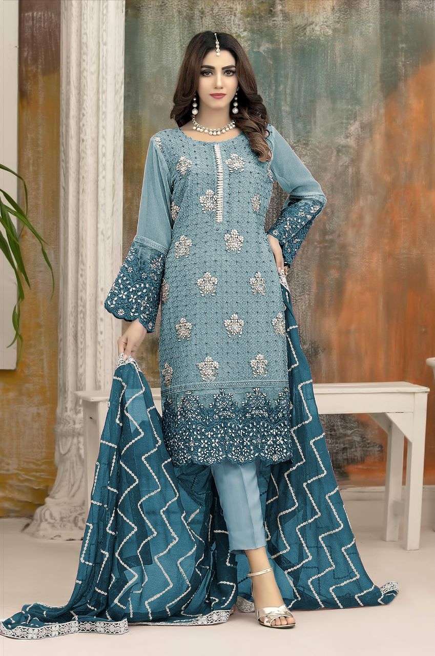 Gosiya Exports » GULAL EMBROIDERED COLLECTION VOL 4 SHREE FABS HEAVY PAKISTANI  SUIT WHOLESALE DEALER BEST RATE BY GOSIYA EXPORTS SURAT