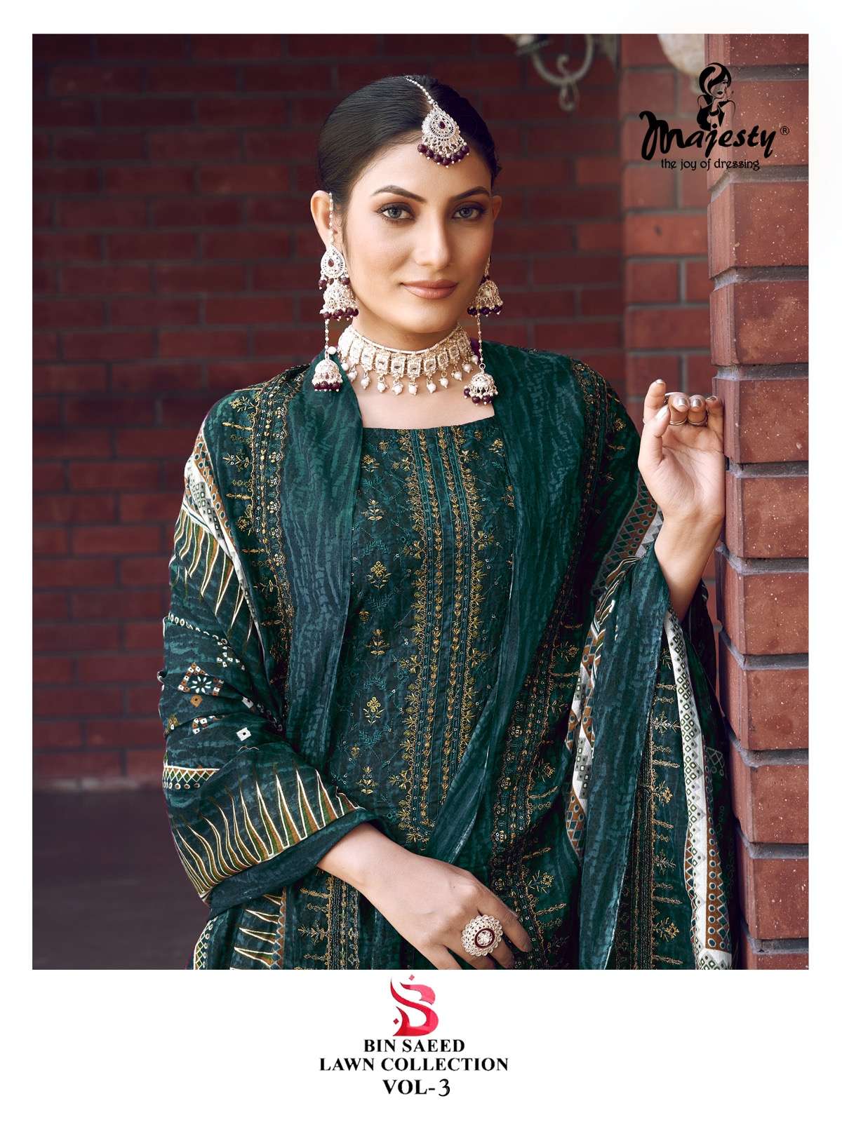 bin saeed vol-3 by majesty fancy designer pakistani salwar suits catalogue collection 2023