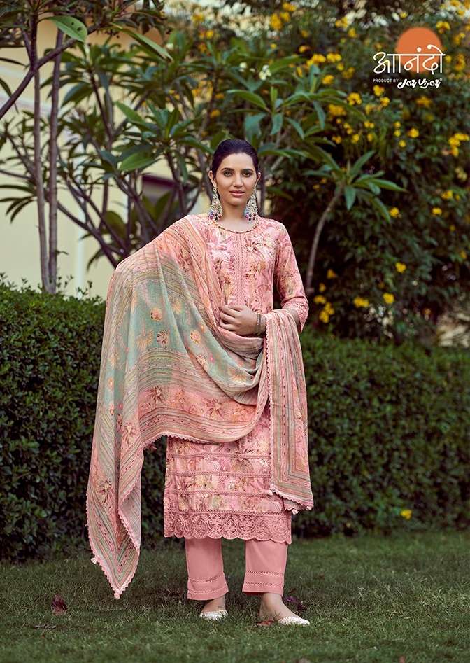 feronia 3063 series by anando stylish designer top bottom with dupatta catalogue manufacturer surat