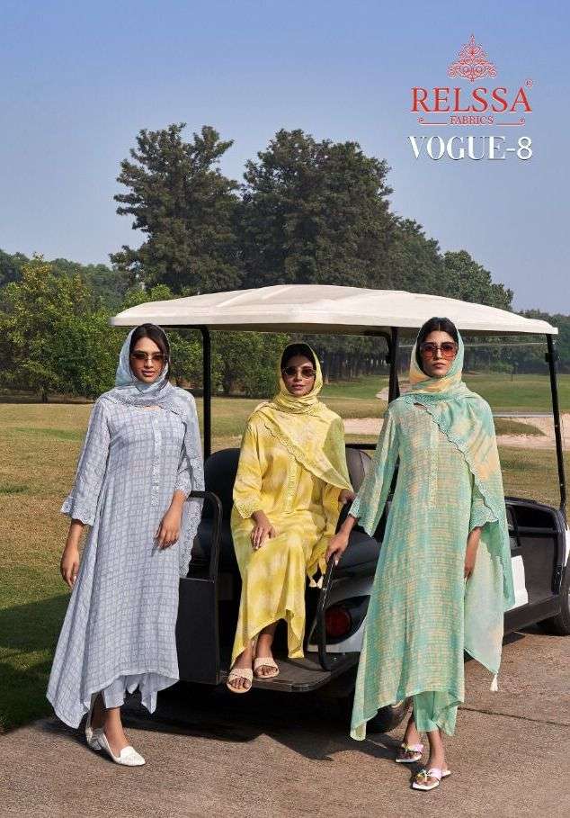 vogue vol-8 by relssa fabrics pure modal silk unstich dress material collection surat
