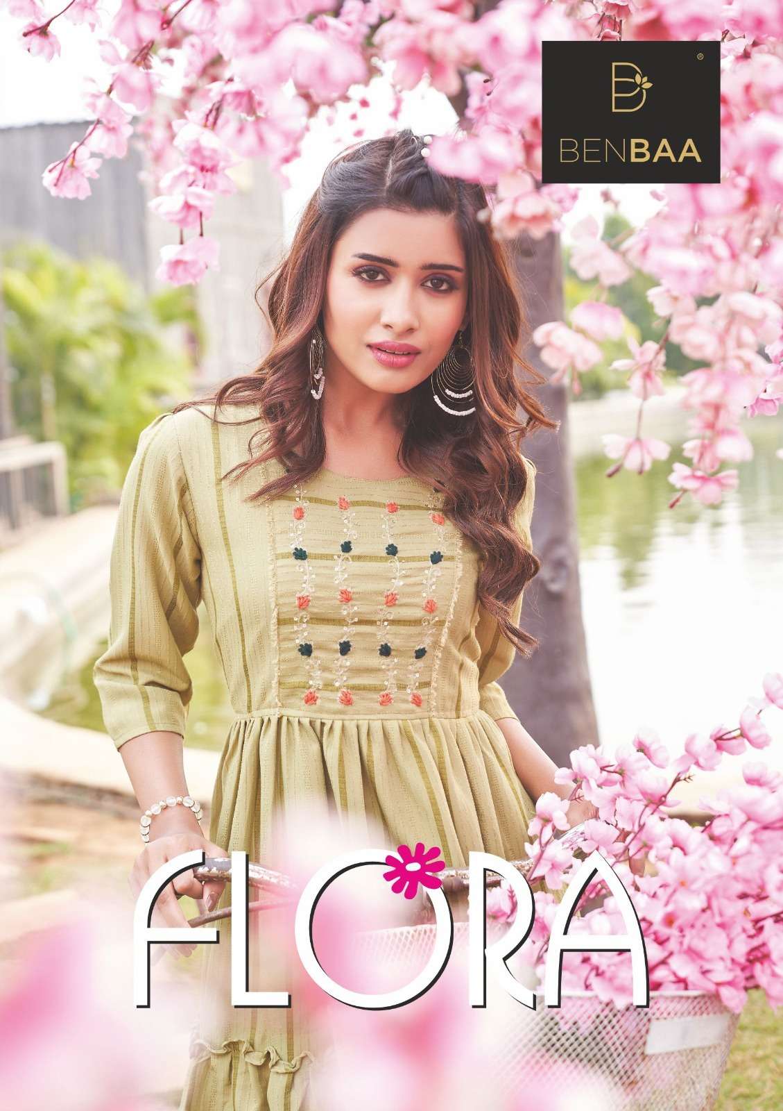 flora by benbaa fancy look designer kurtis catalogue wholesale price surat 