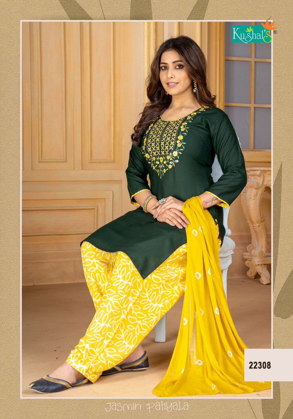 jasmin patiyala by kushals stylish designer top bottom with dupatta catalogue manufacturer surat 