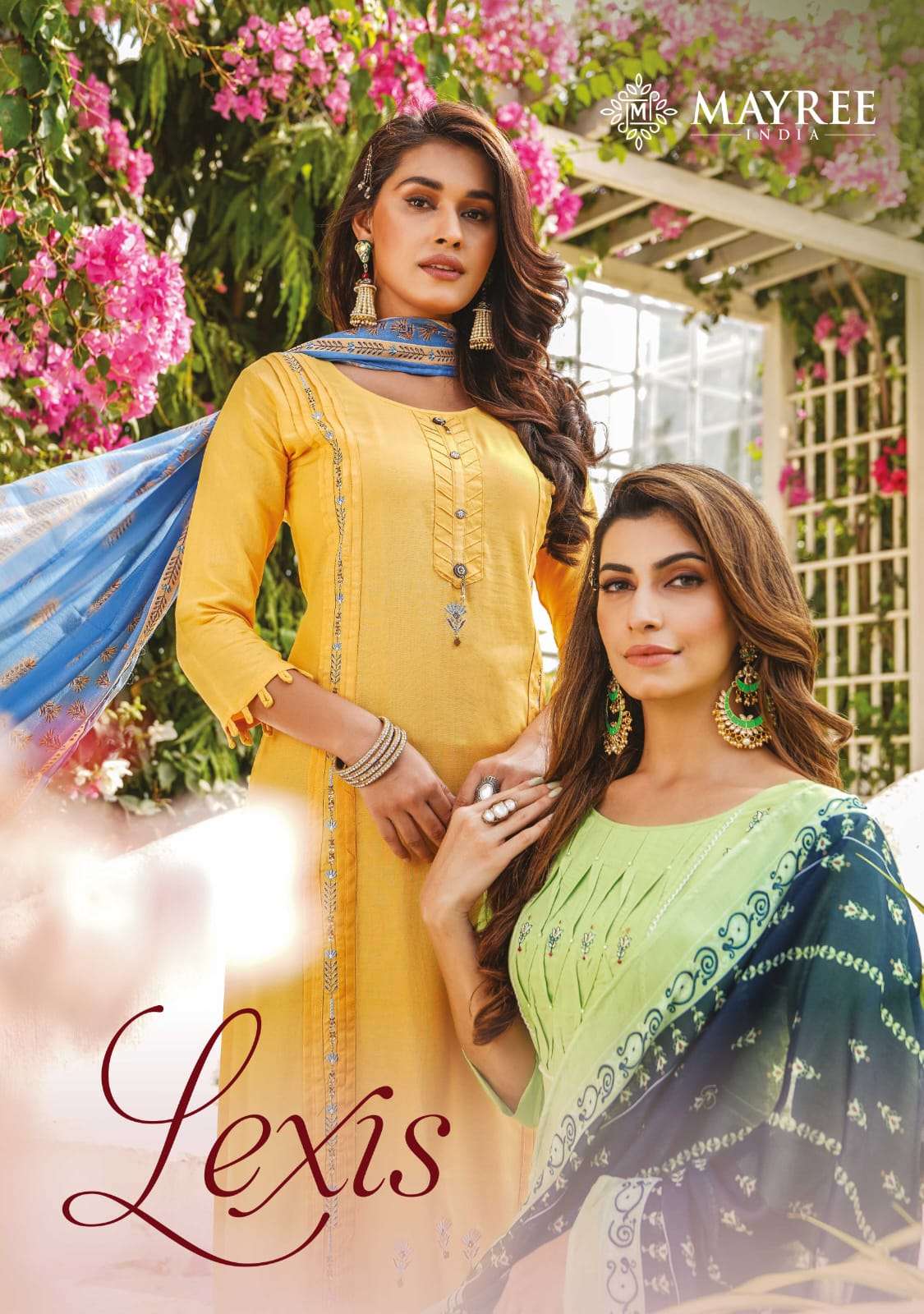 lexis by mayree stylish designer top bottom with dupatta latest catalogue manufacturer surat 