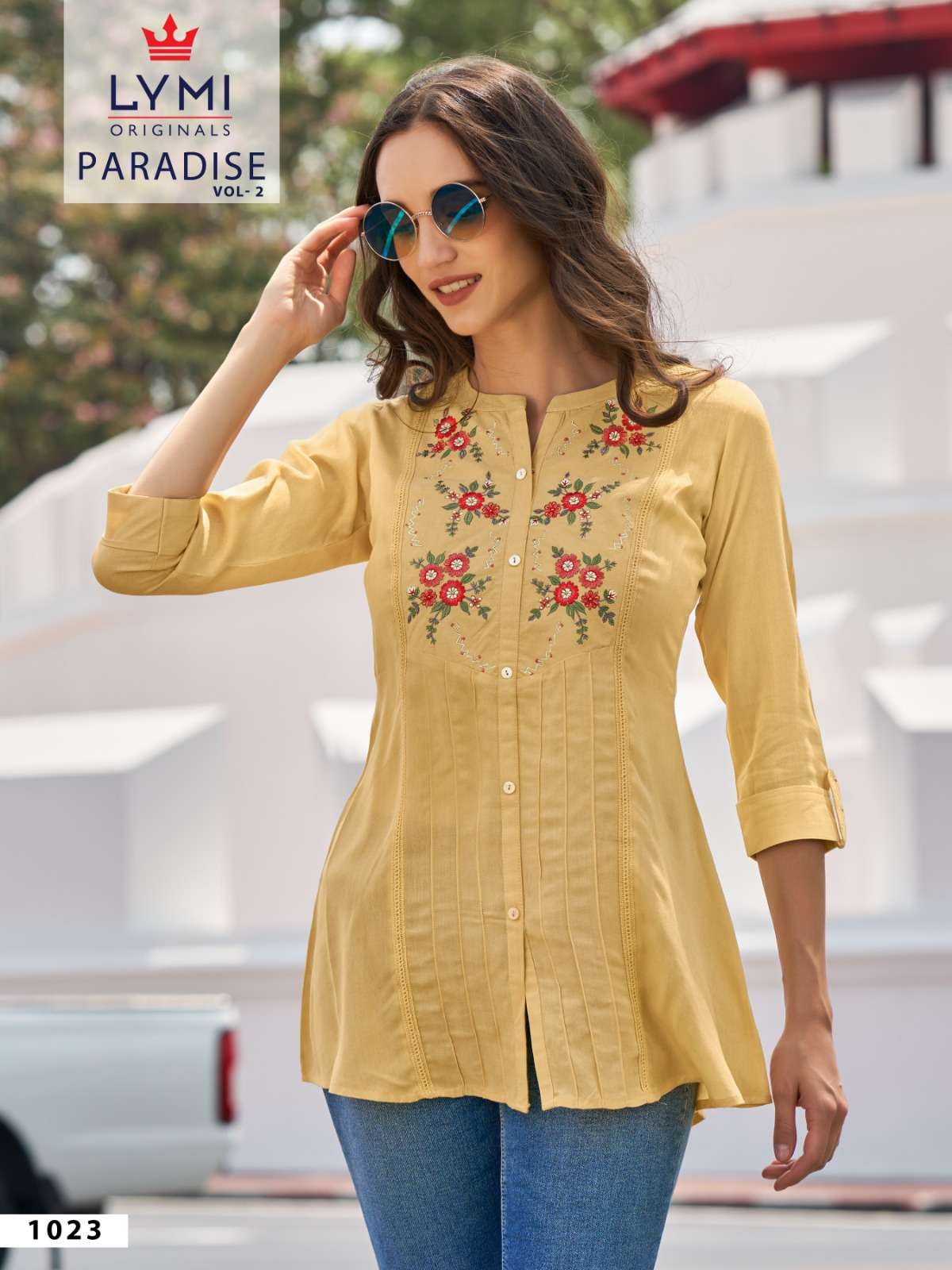 lymi paradise vol-2 1021-1026 series fancy designer shorts tops catalogue online market surat