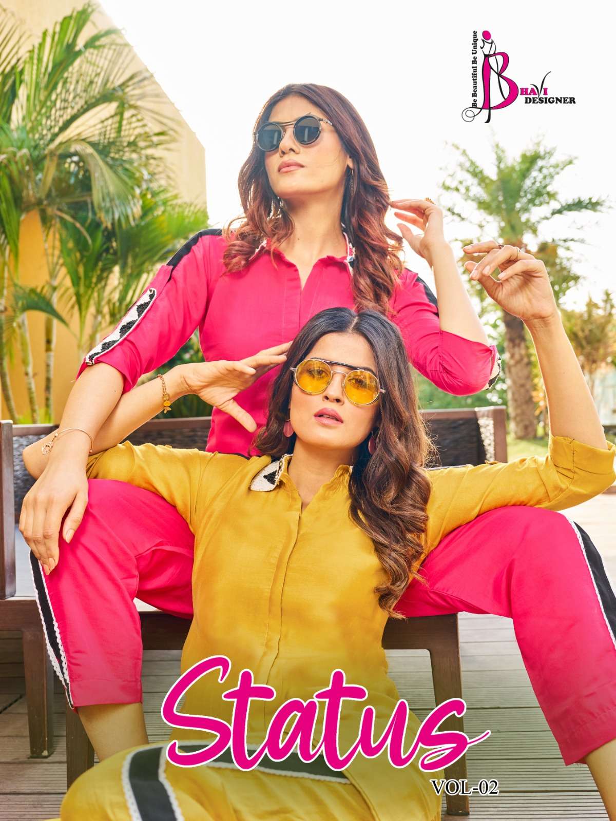 status vol-2 by bhavi designer roman silk designer look cord-set wholesale price surat