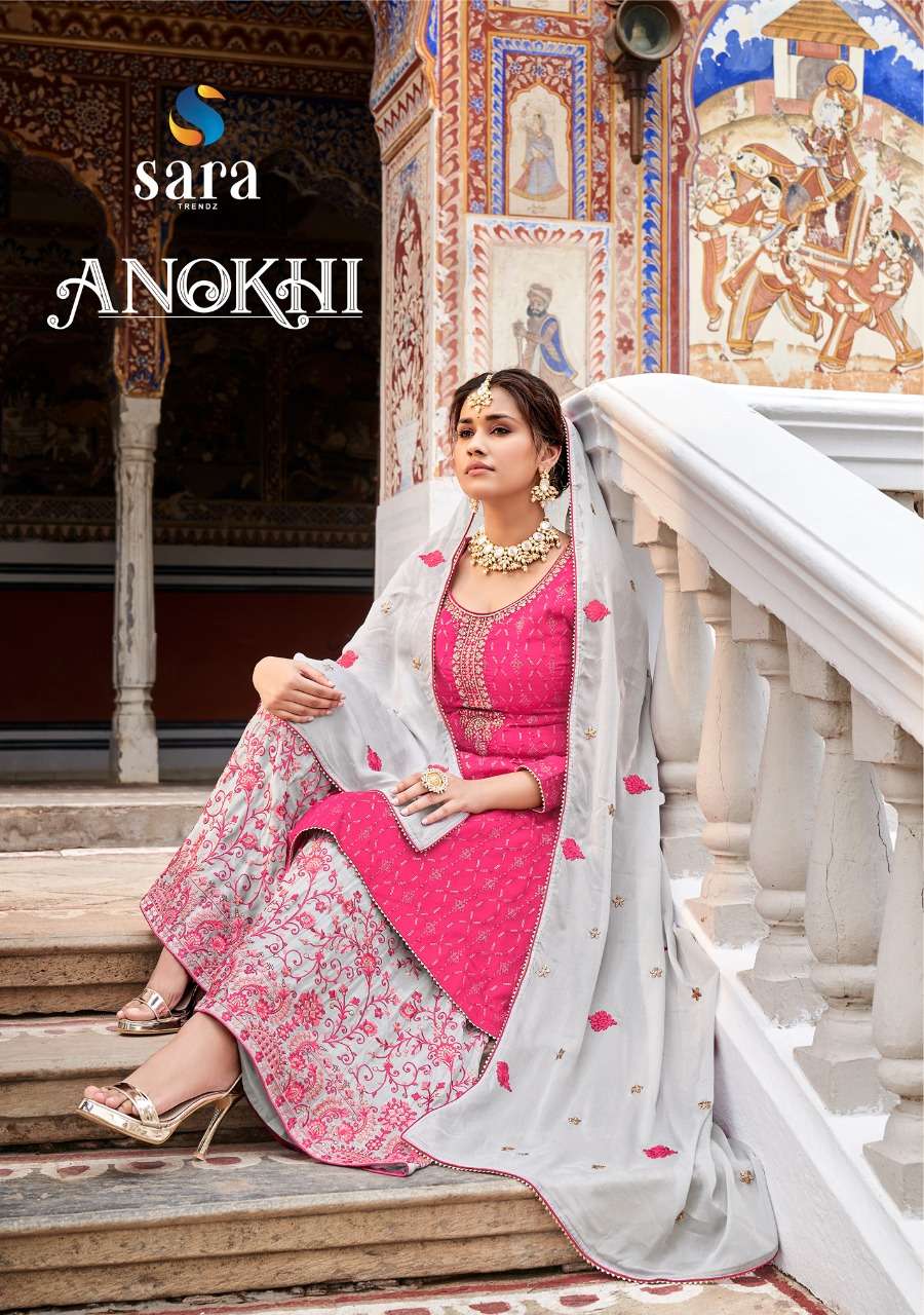 anokhi by sara trendz stylish designer top with plazo latest collection surat