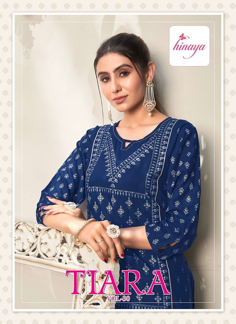 tiara vol-30 by hinaya trendy designer kurtis catalogue online supplier surat