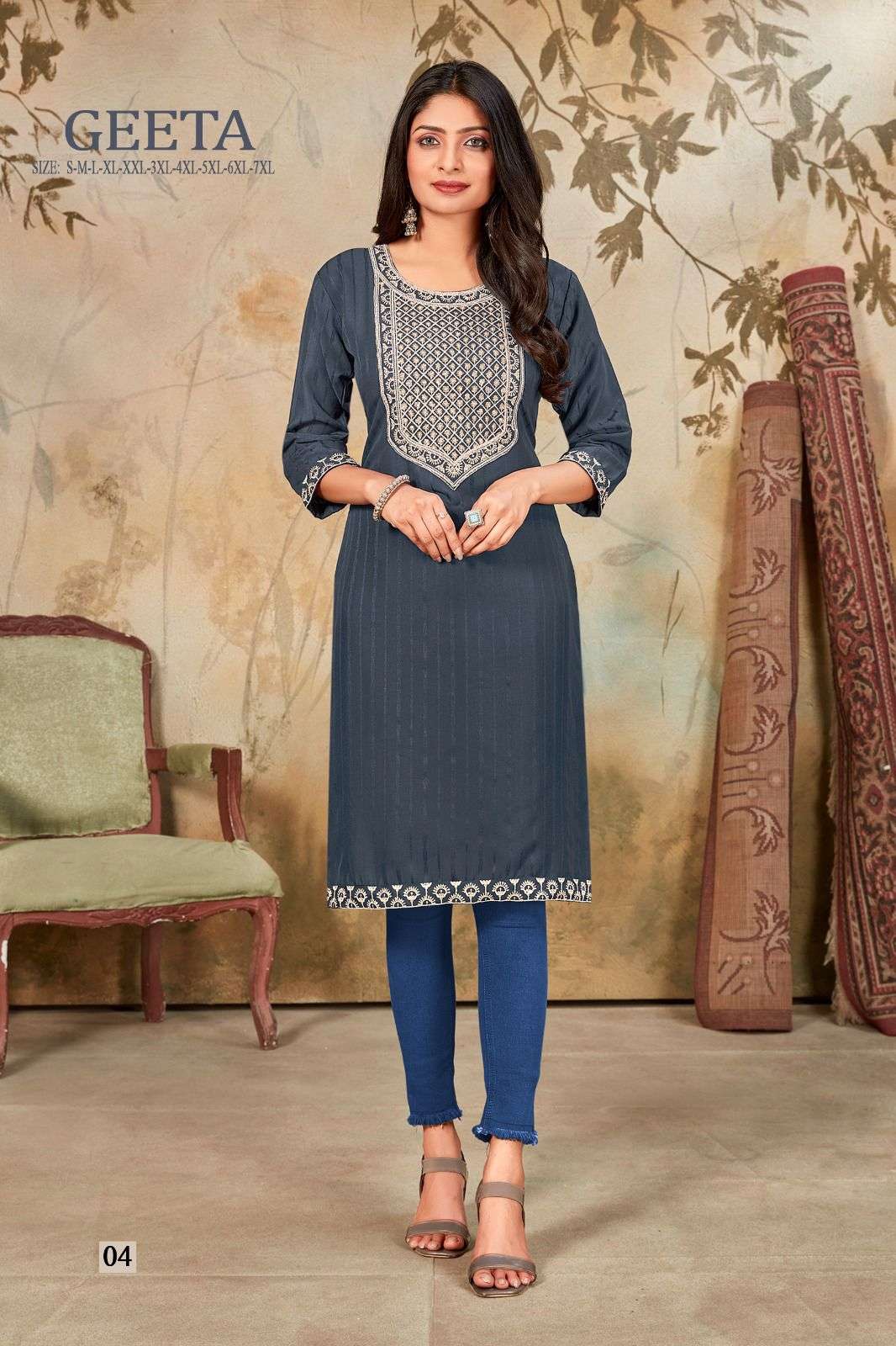 geeta by razzo exports trendy designer kurti catalogue wholesaler surat 