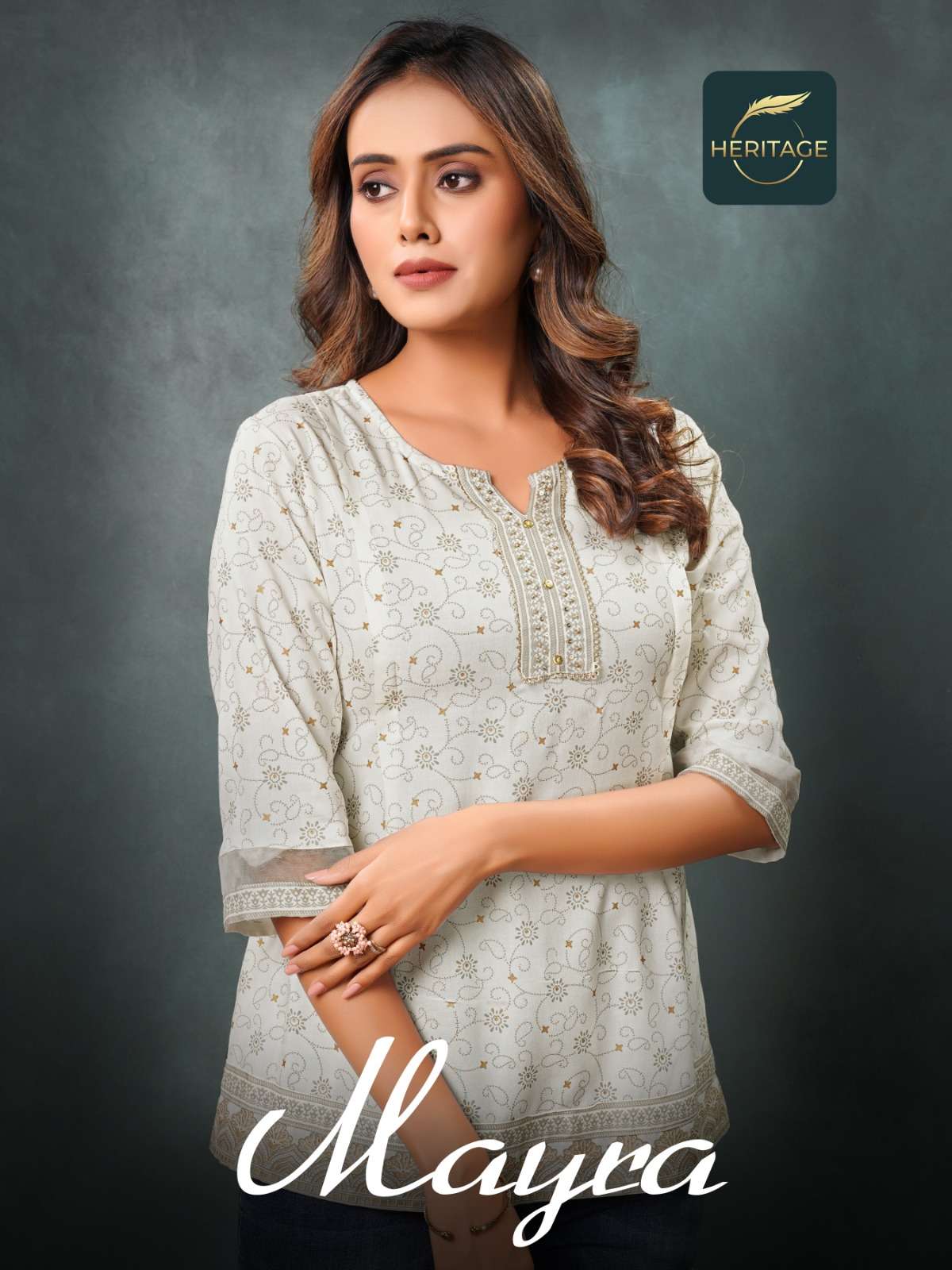 mayra by heritage collection trendy designer short tops catalogue online dealer surat