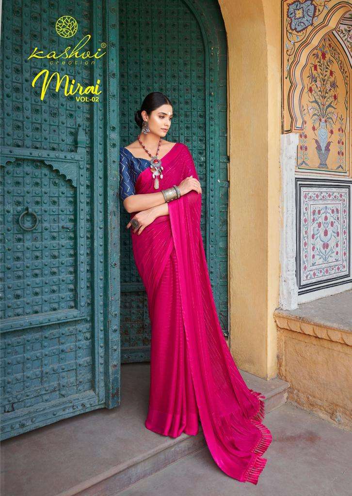 mirai vol-2 4011-4018 series by kashvi creation soft satin designer saree catalogue wholesale supplier surat