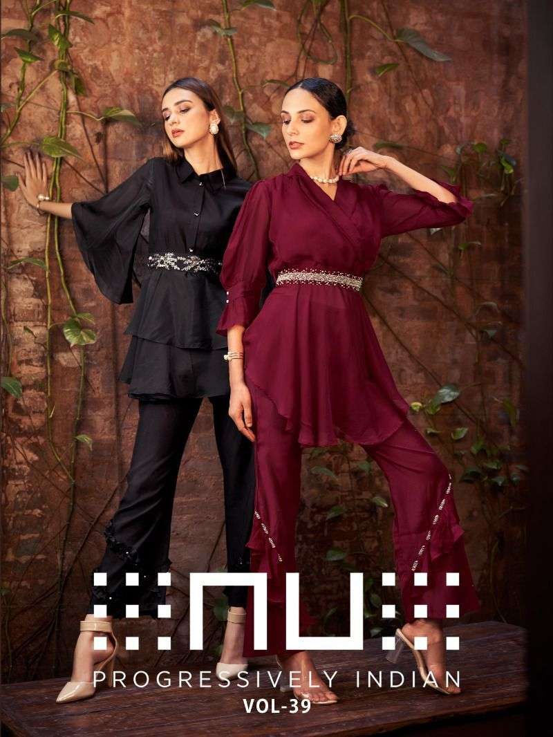 nu vol-39 3902-3906 series by nu classy look designer top bottom cord set wholesale surat