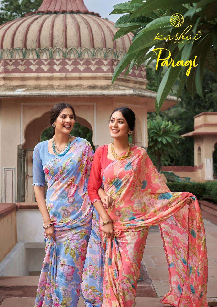 paragi 4077-4084 series by kashvi creation daily uses designer saree catalogue wholesaler surat 