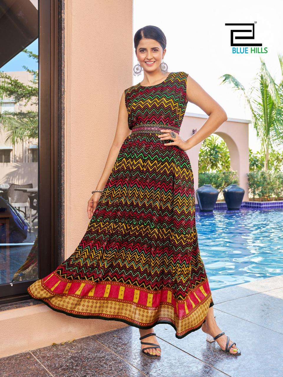 raksha bandhan vol-3 3001-3005 series by bluehills gown style designer long kurtis catalogue wholesale surat