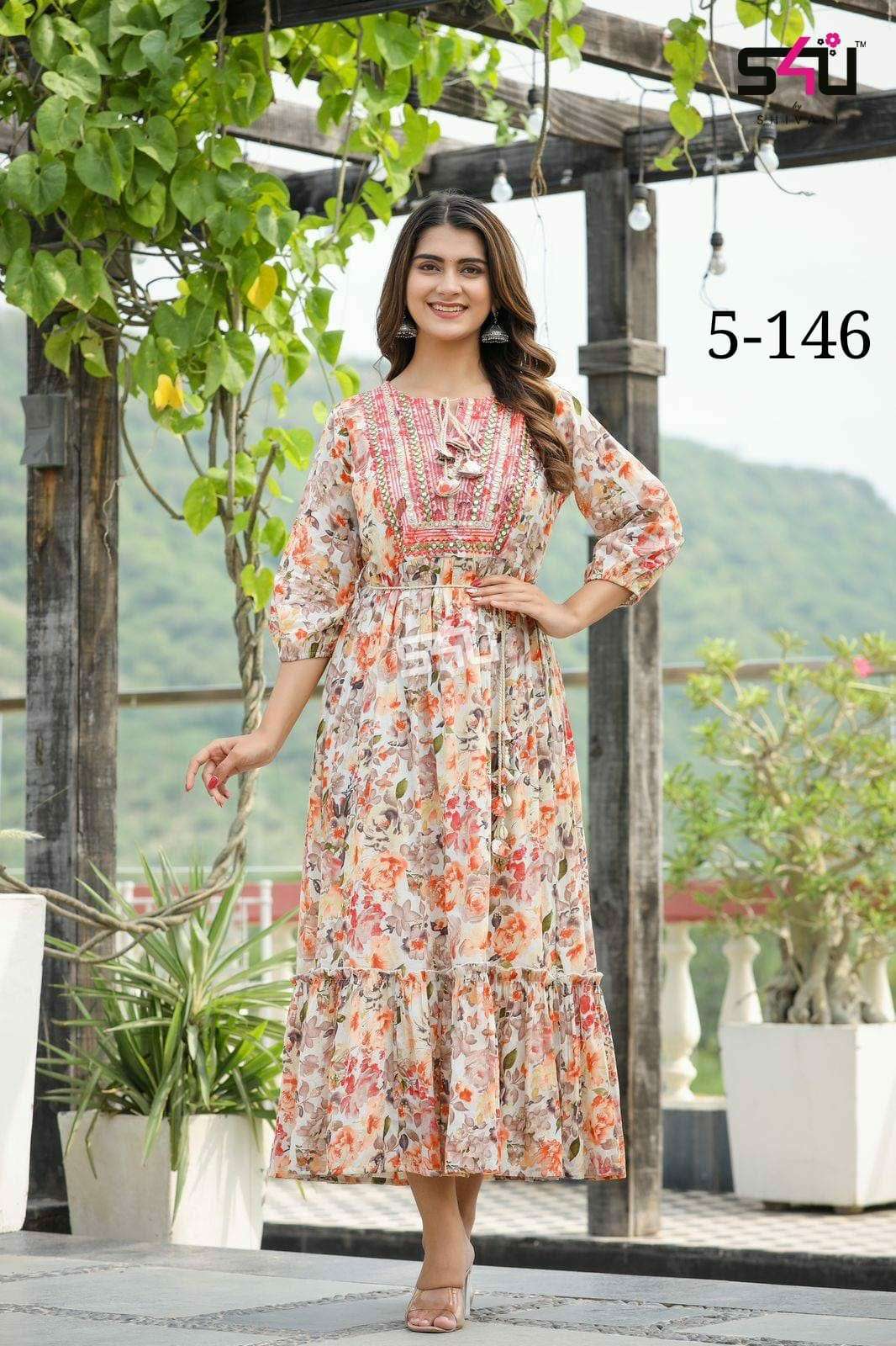 s4u 5-146 trendy look designer long kurtis combo set wholesale price surat