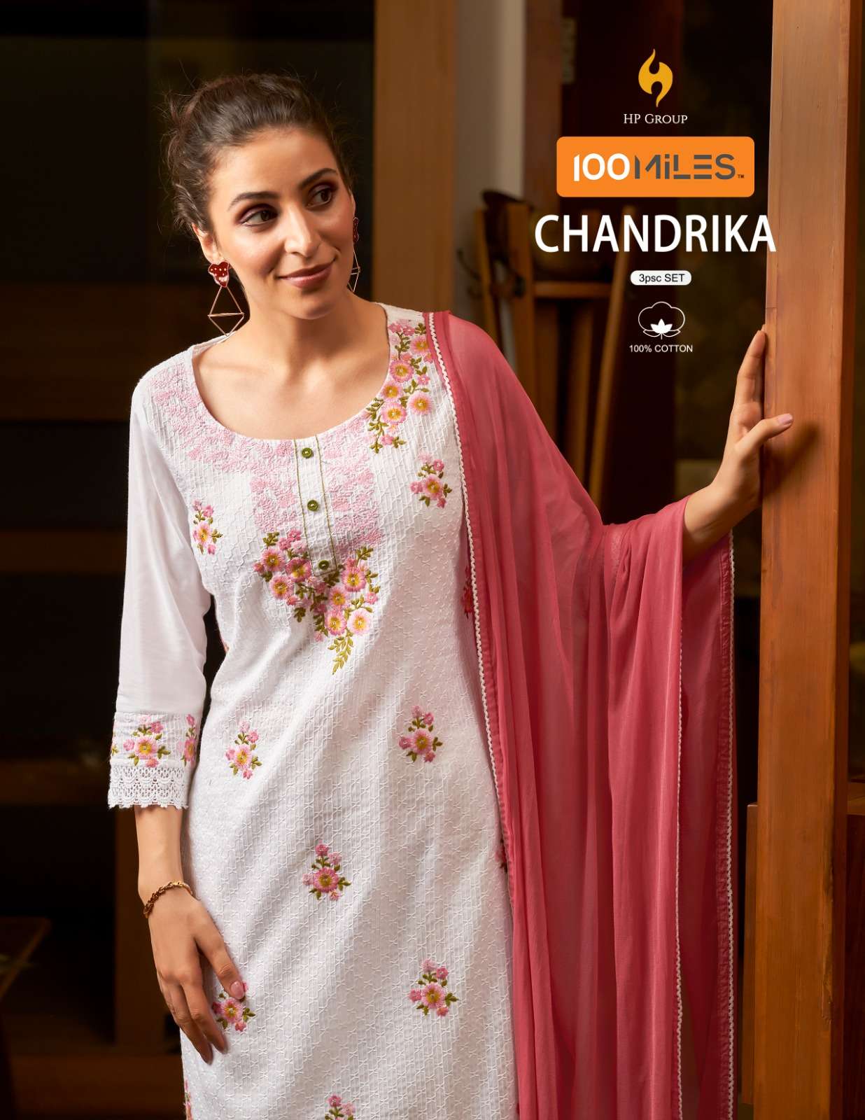 100 miles chandrika 01-04 series designer pure cotton schifli work stich collection  