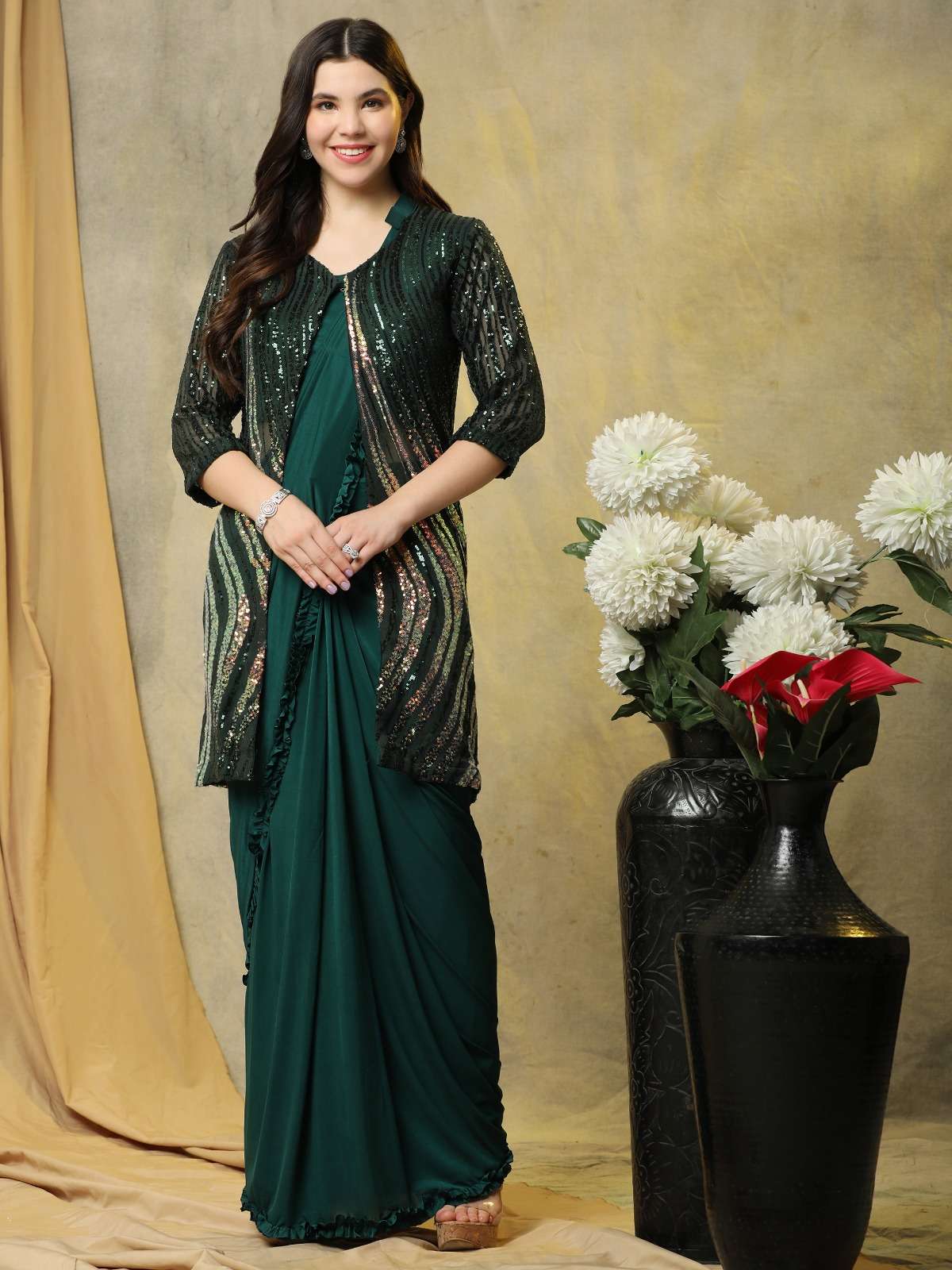 amoha 10521 colour series by amoha designer partywear ready to wear saree wholesaler surat gujarat