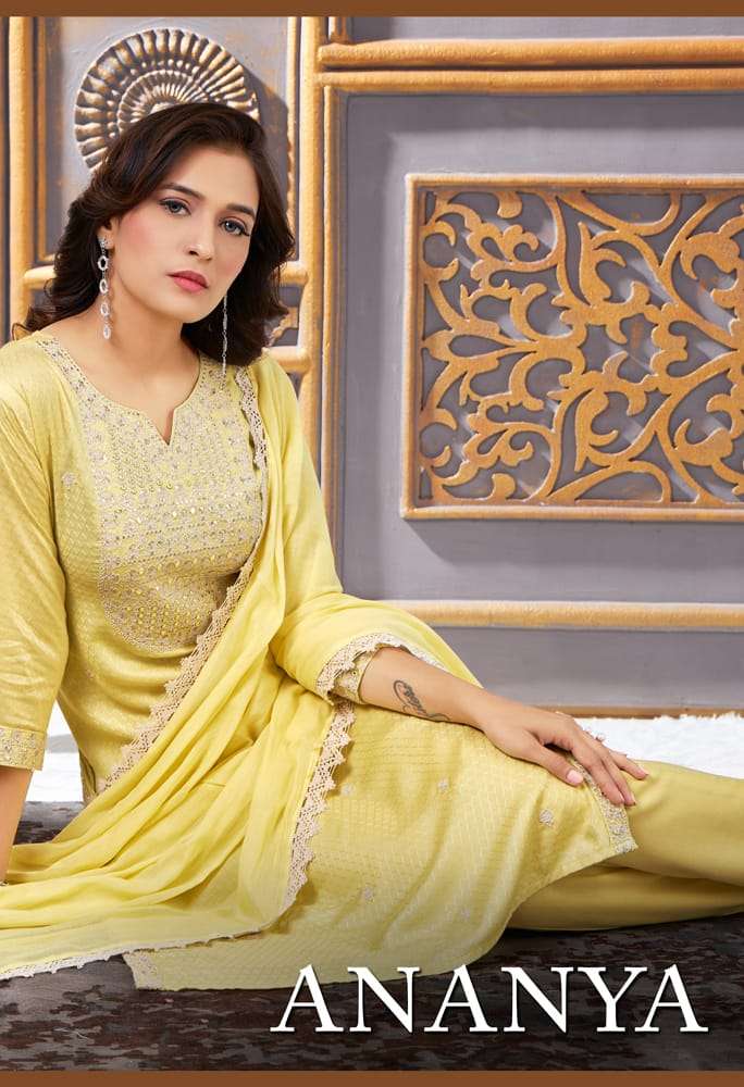 ananya we 2601-2606 series fancy latest wedding wear kurti set wholesaler surat gujarat