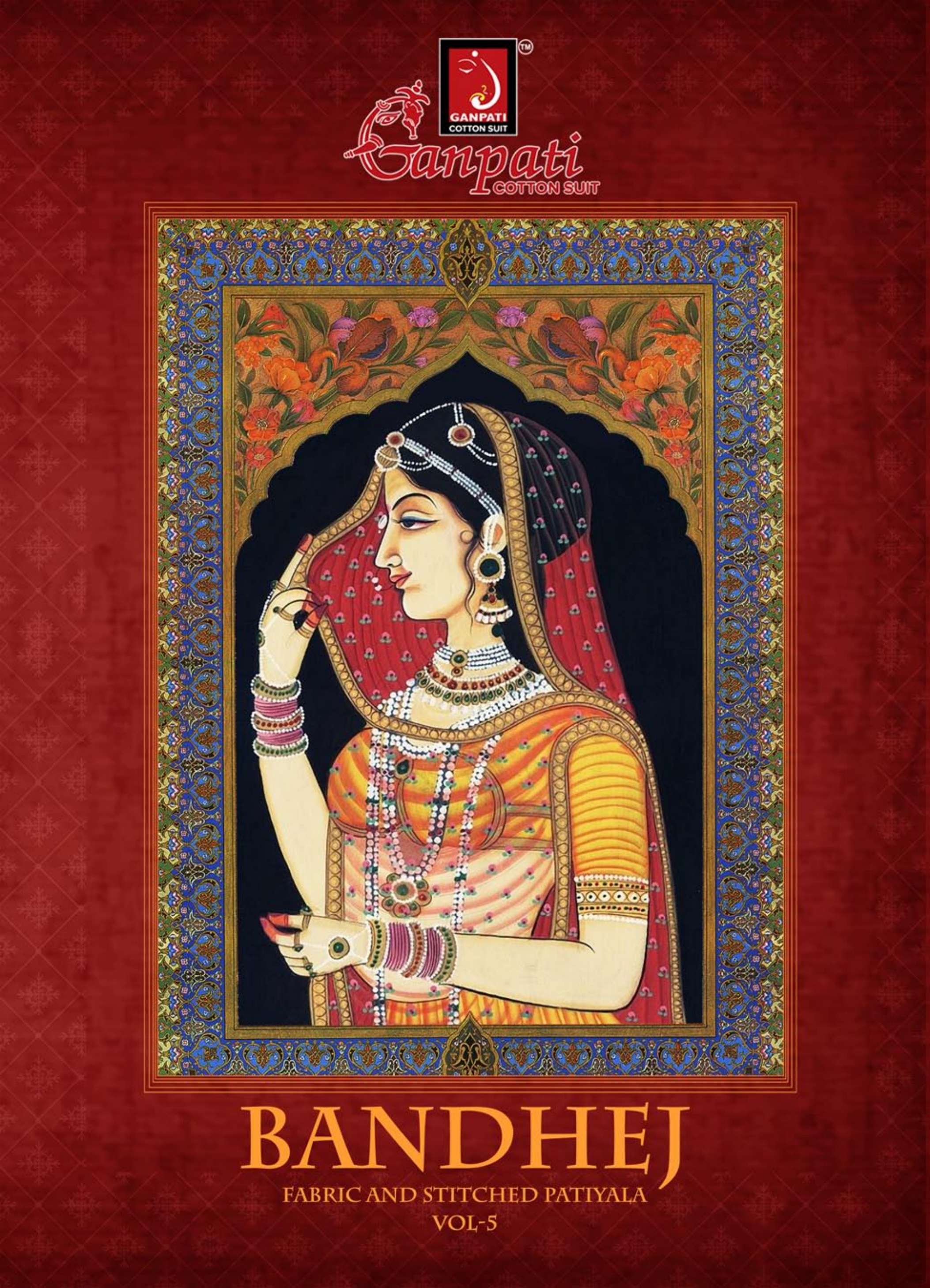 bandhej vol-5 ganpati cotton suits 501-515 series designer patiyala cotton salwar kameez wholesaler surat gujarat