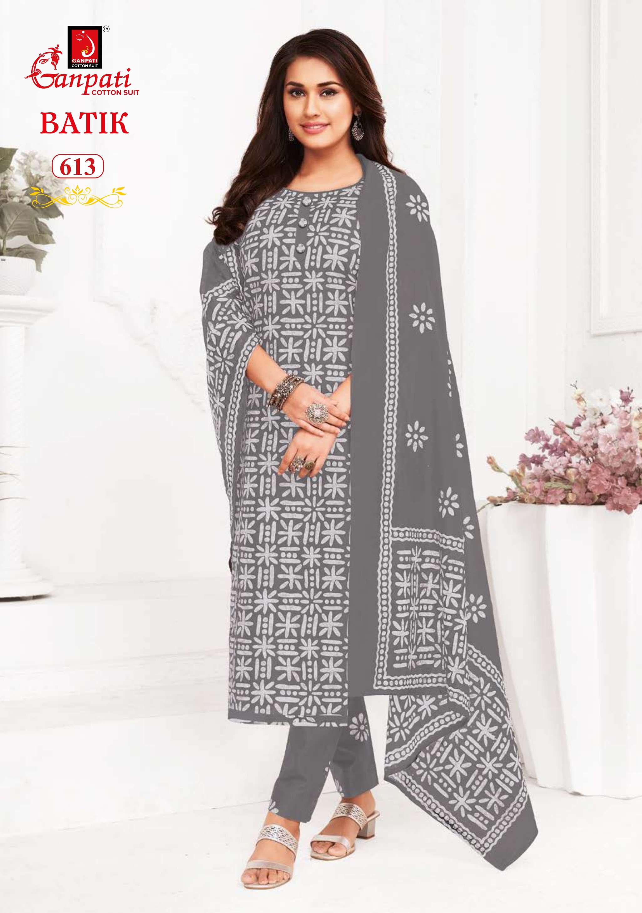 batik vol-6 by ganpati cotton suits 601-615 series designer wedding cotton salwar kameez wholesaler surat gujarat