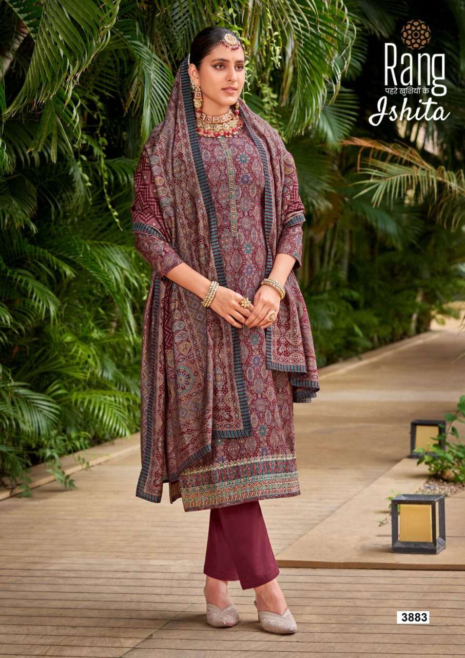 ishita rang 3881-3884 series designer festive wear salwar kameez wholesaler surat gujarat