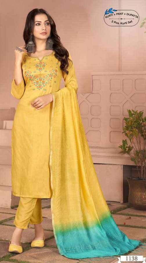 kalarang vedya 1135-1140 series designer fancy wedding kurti set wholesaler surat gujarat