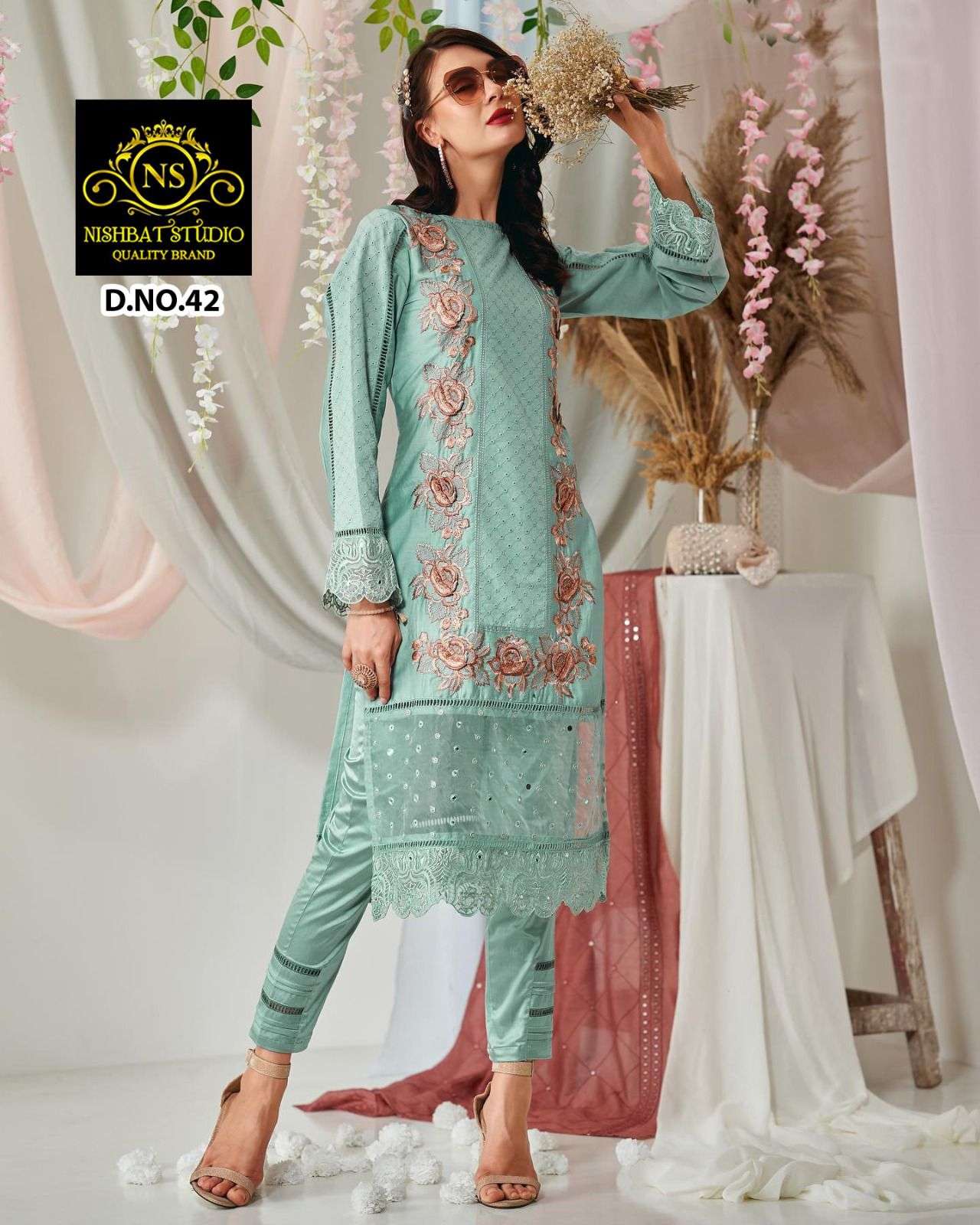 nishbat 42 colour series by nishbat latest fancy partywear pakistani readymade salwar kameez wholesaler surat
