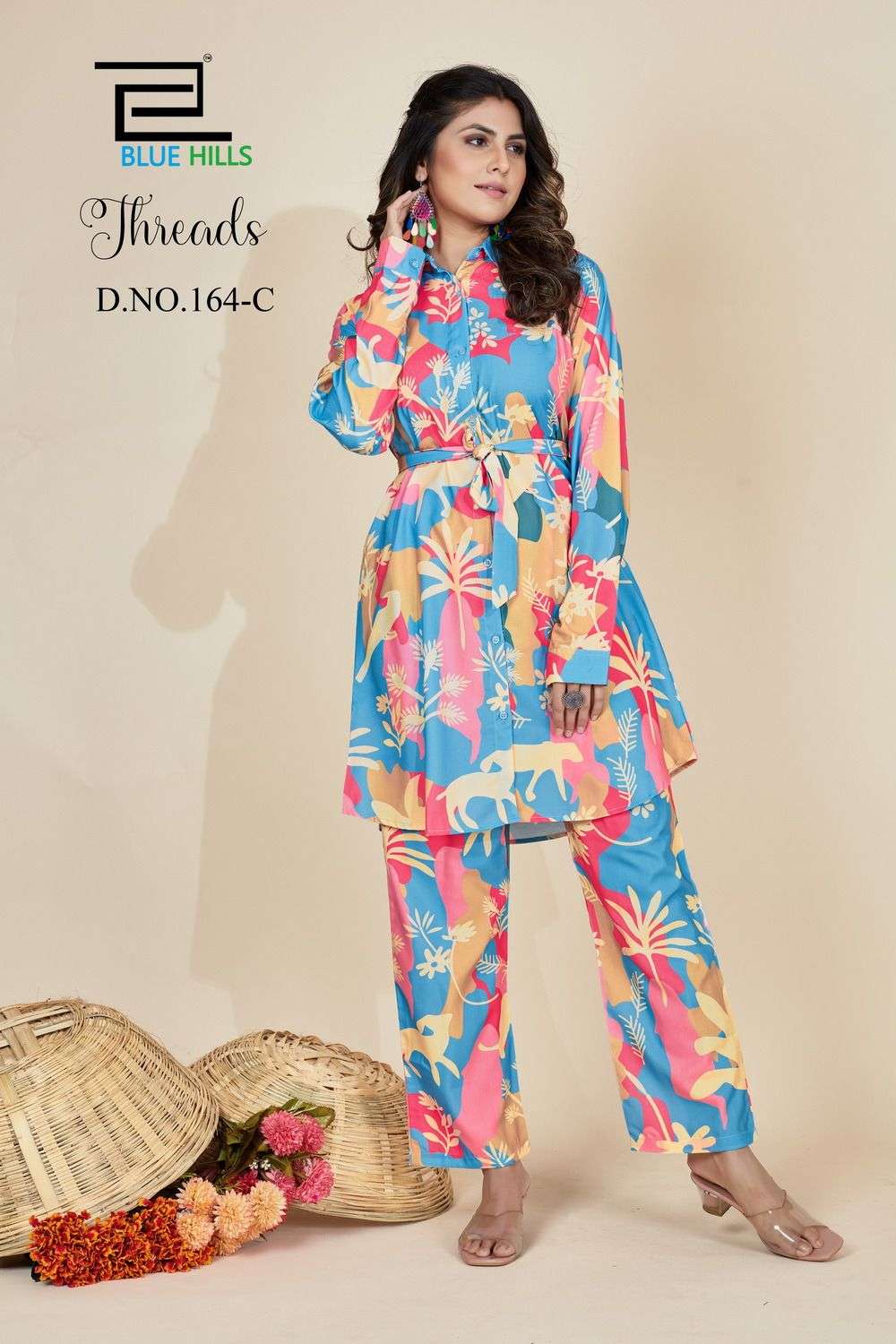 Flared Printed KALKI VOL COTTON COORD-SET With Pocket, Stitched, 6