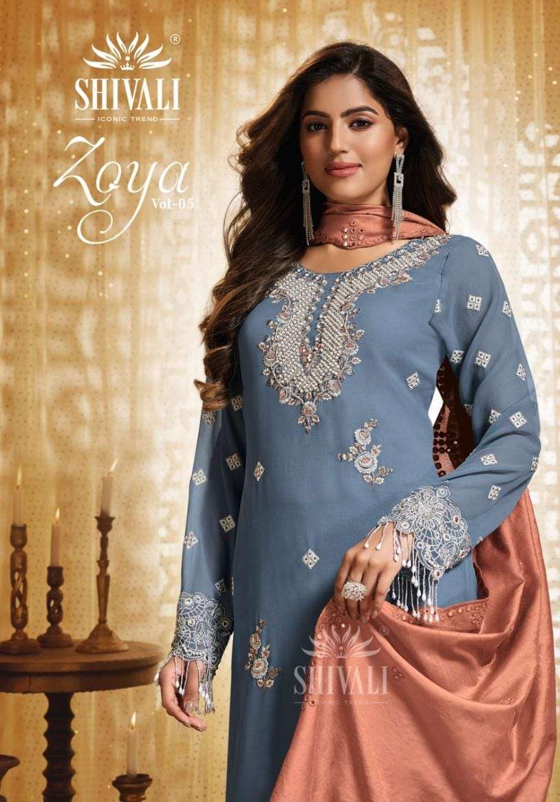 zoya by shivali 5001-5005 series designer ready to wear salwar kameez wholesaler surat gujarat