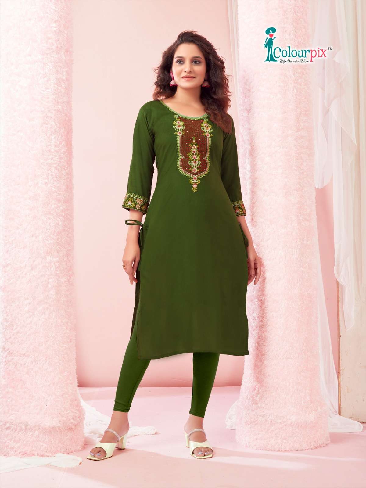 five star colourpix 1001-1006 series latest fancy casual designer kurti wholesaler surat gujarat