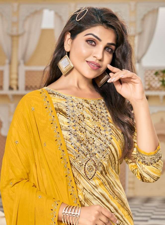 jhansi kalaroop 13839-13842 series latest designer fancy kurti set wholesaler surat gujarat