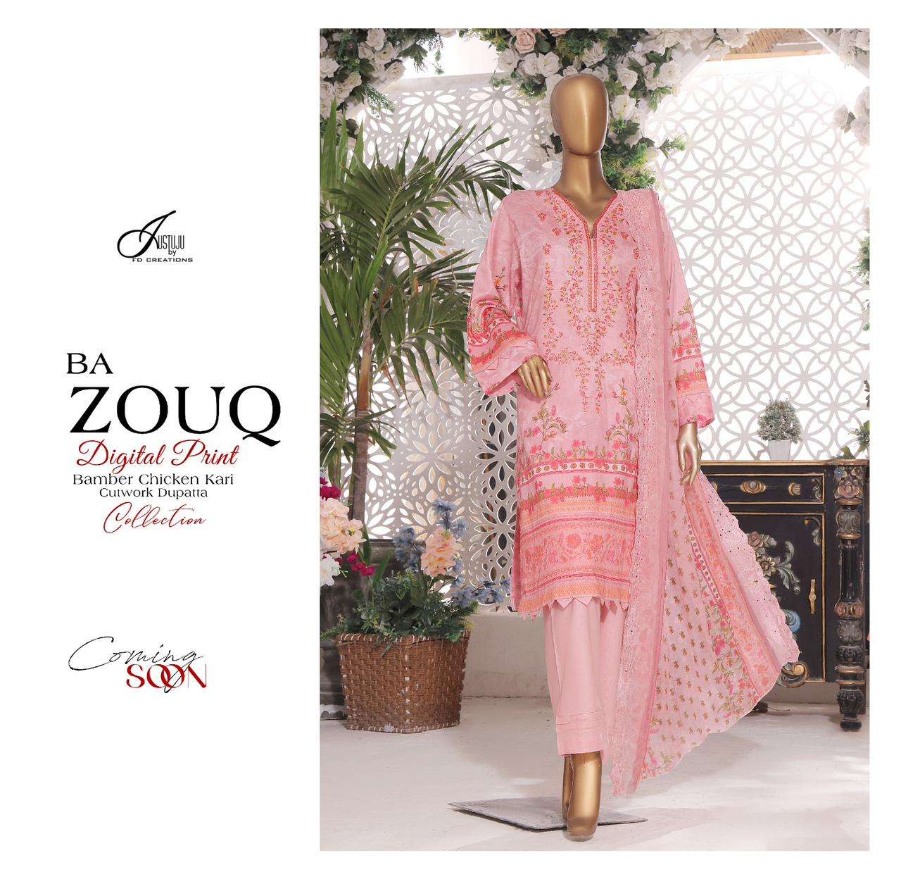 justuju ba zouq chikankari digital lawn cutwork designer salwar kameez wholesaler surat