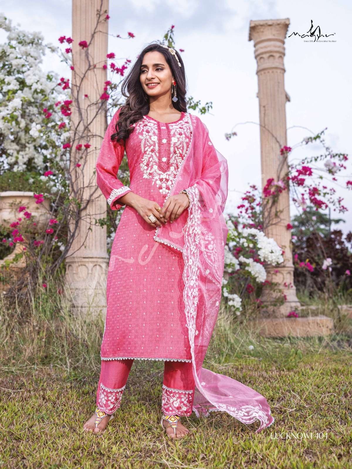 lucknowi vol-4 mayur fashion 401-406 series latest partywear designer kurti set wholesaler surat gujarat