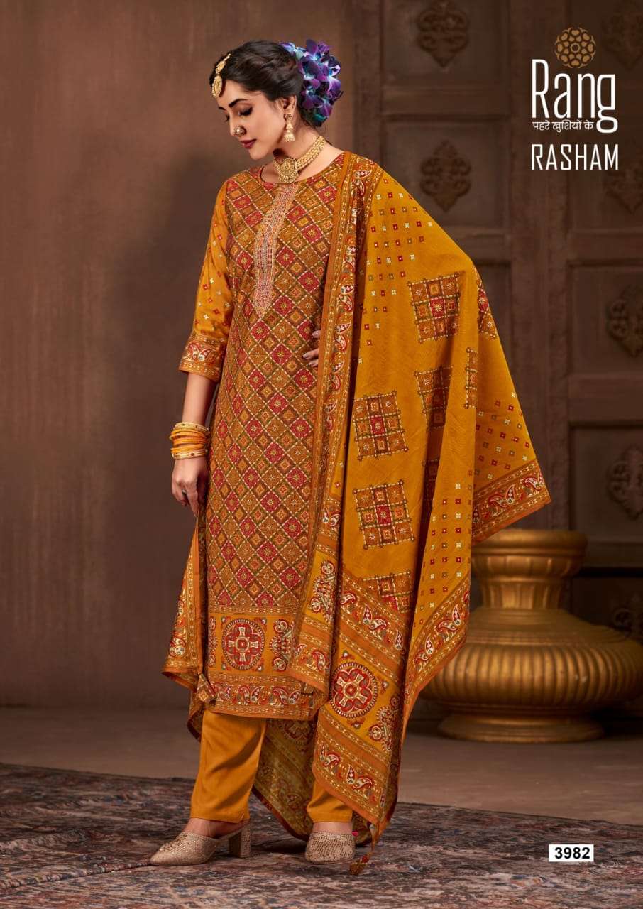 rasham rang 3981-3984 series latest designer fancy salwar kameez wholesaler surat gujarat