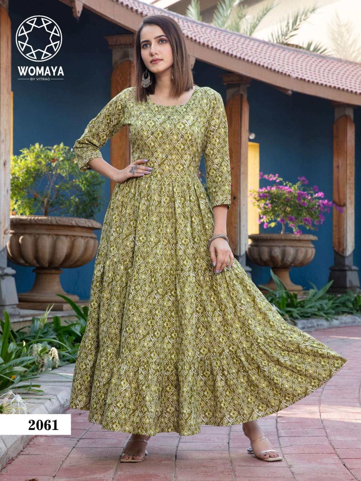 vibrance vol-2 womaya 2061-2069 series latest fancy designer long kurti wholesaler surat gujarat