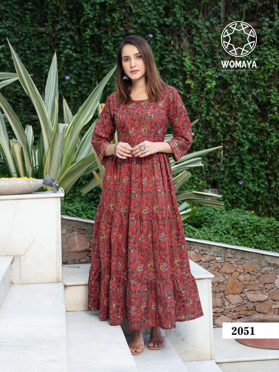 vibrance womaya 2051-2055 series latest traditional fancy designer long kurti wholesaler surat gujarat