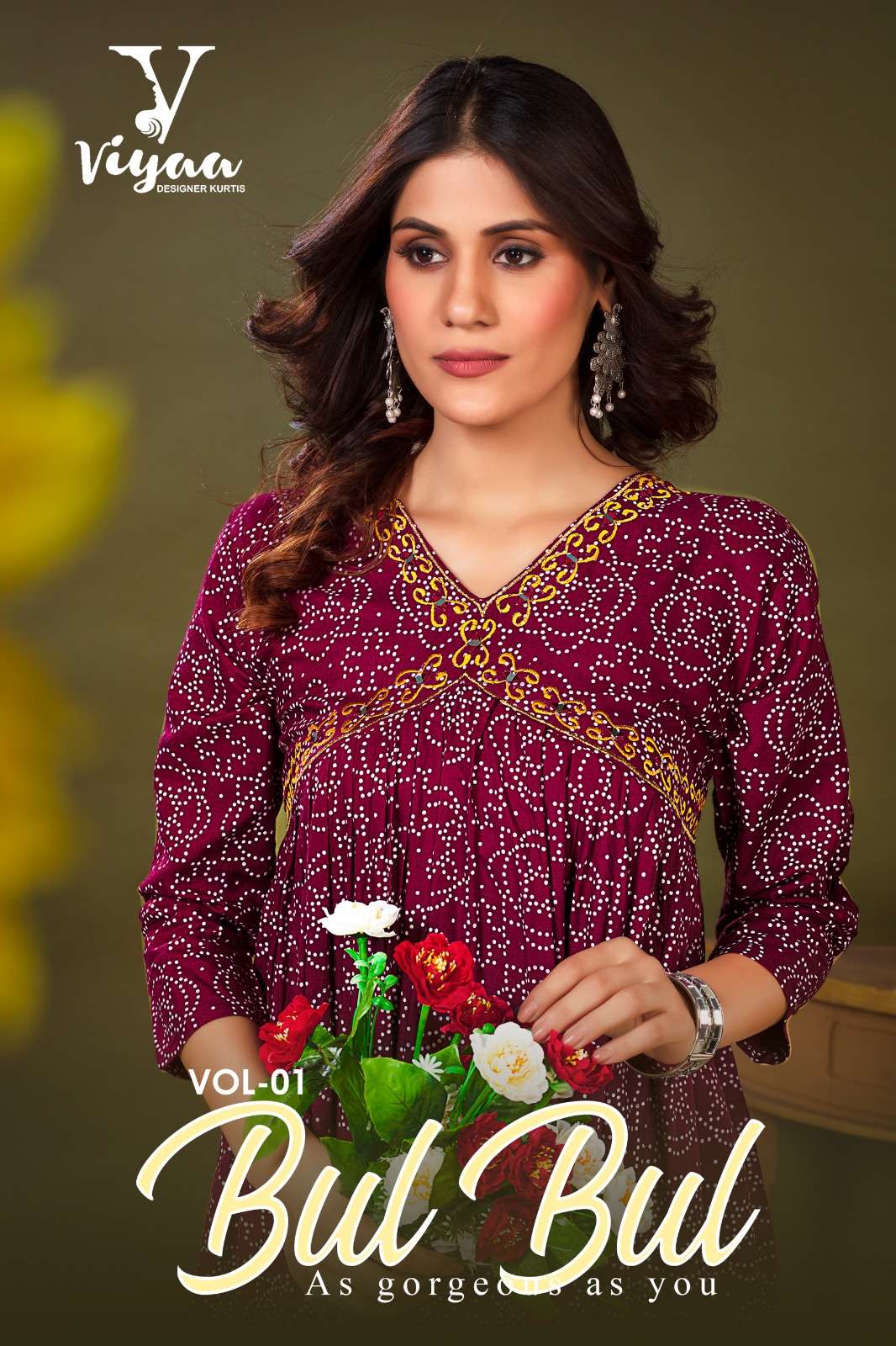 viyaa designer bul-bul 1001-1008 series latest designer short kurti wholesaler surat gujarat