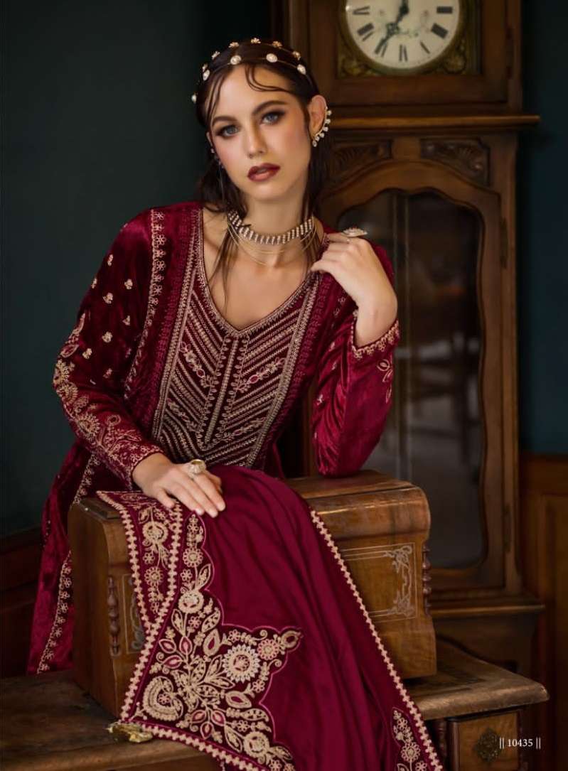 IBIZA PINK VELVET embroidery pakistani salwar suit