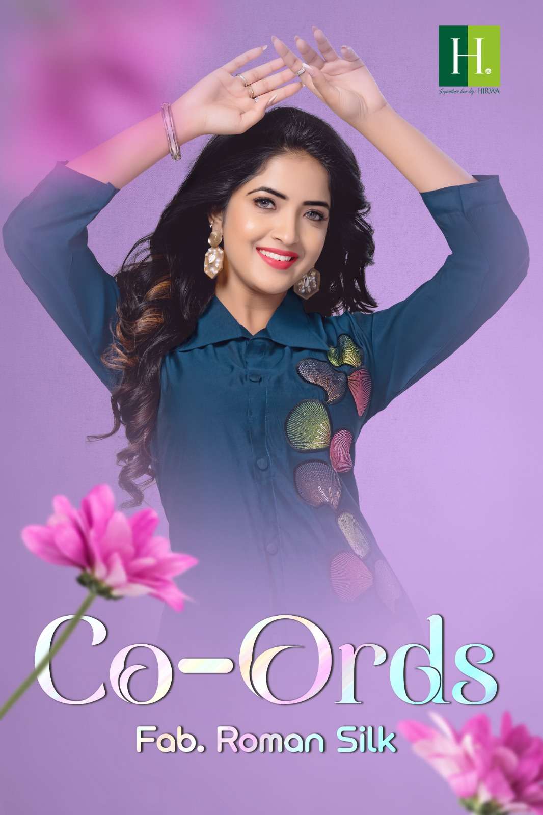 co-ords set by hirwa roman silk designer look collection wholesale price surat