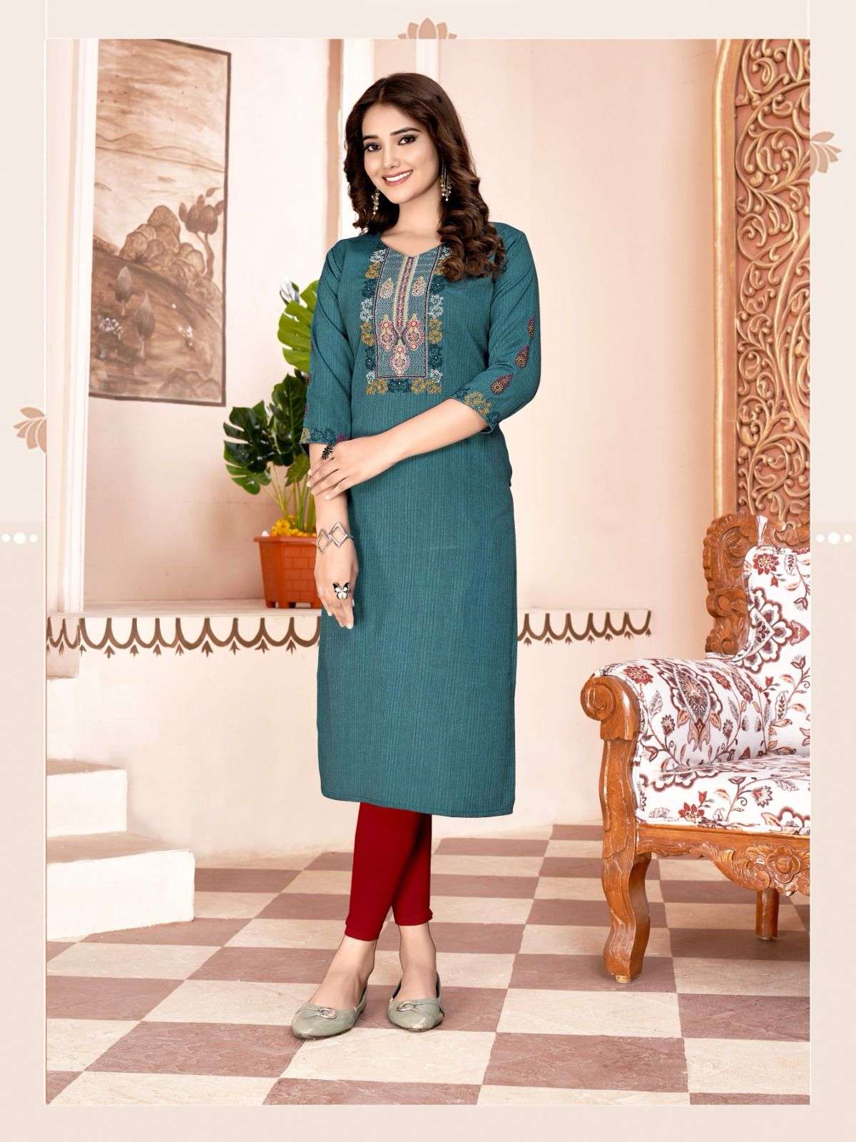 kitkat vol-4 colourpix 4001-4006 series designer fancy latest casual kurti set wholesaler surat gujarat