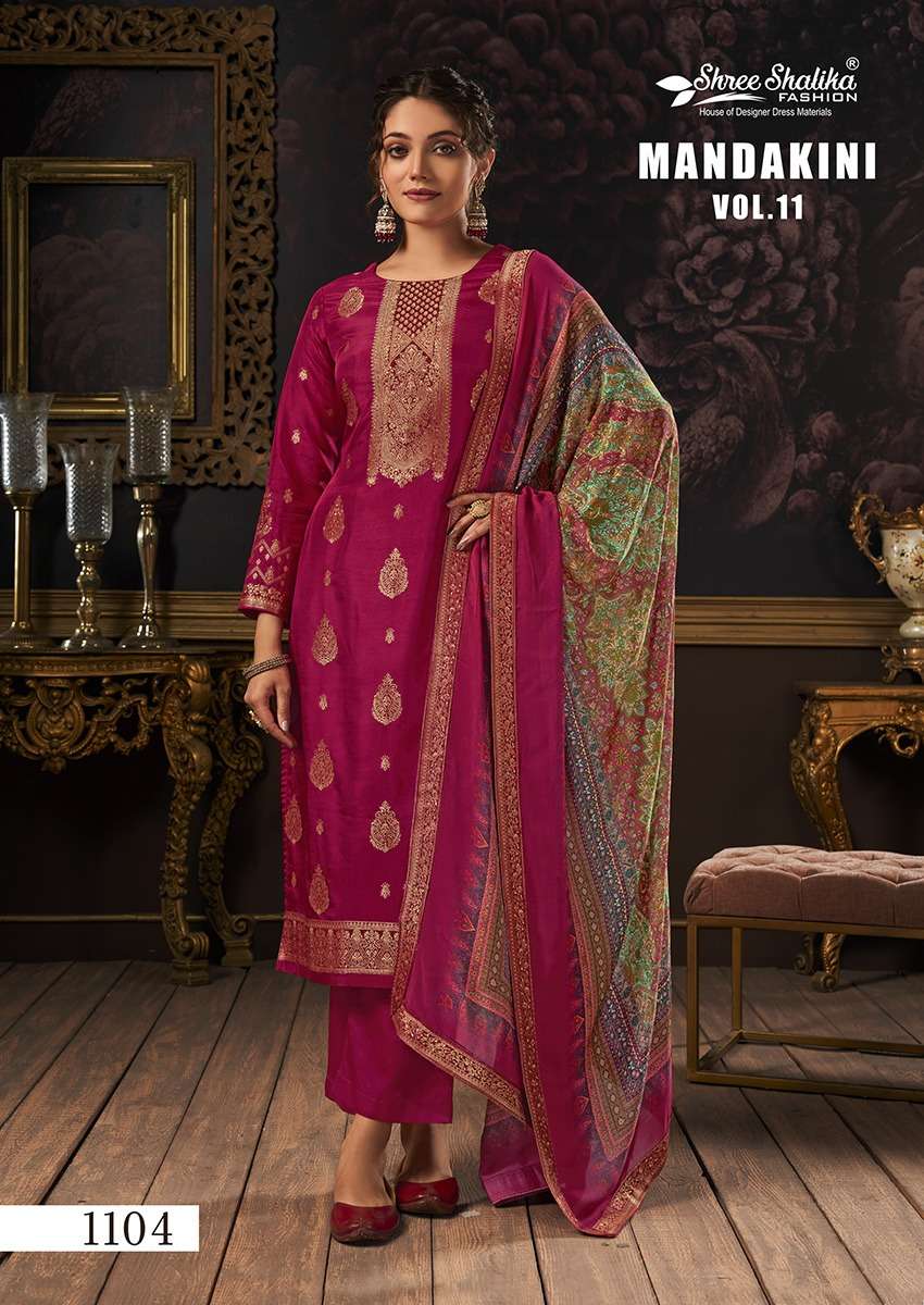 mandakini vol-11 shalika fashion 1101-1108 series designer latest pakistani salwar kameez wholesaler surat gujarat