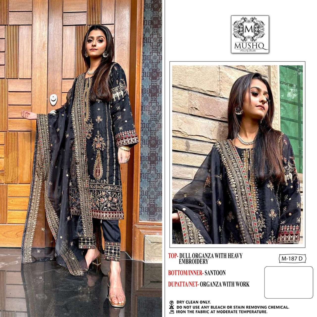 mushq m 187 series exclusive embroidred organza fabric unstich salwar kameez wholesale dealer 