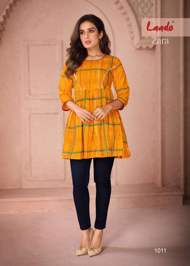 zara laado 1001-1012 series latest designer fancy short top wholesaler surat gujarat