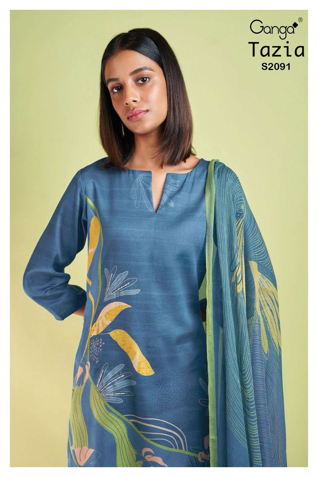tazia 2091 by ganga fashion premium pashmina printed with work salwar suits collection wholesale price surat